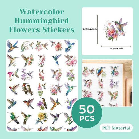 200 Pcs Clear PET Stickers - Watercolor Butterfly, Dragonfly, Hummingbirds & Sea Animals - 50 Unique Designs Per Theme - Aesthetic Stickers for Journals, Scrapbooks, Laptops & DIY Crafts in Saudi Arabia