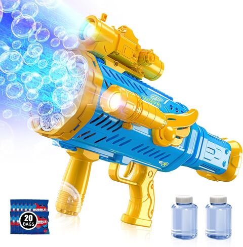 Bubble Gun, Rechargeable Bubble Machine Gun for Kids 3 4 5 6 7 8 9 10 11 12 Year Old, Automatic Rocket Bubble Gun Blaster Shooter with Bubble Solution for Wedding Birthday Party Girl Gifts in Saudi Arabia