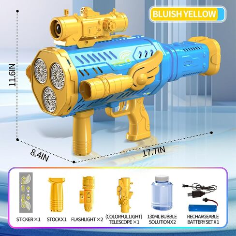 Bubble Gun, Rechargeable Bubble Machine Gun for Kids 3 4 5 6 7 8 9 10 11 12 Year Old, Automatic Rocket Bubble Gun Blaster Shooter with Bubble Solution for Wedding Birthday Party Girl Gifts in Saudi Arabia