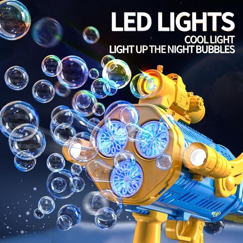 Bubble Gun, Rechargeable Bubble Machine Gun for Kids 3 4 5 6 7 8 9 10 11 12 Year Old, Automatic Rocket Bubble Gun Blaster Shooter with Bubble Solution for Wedding Birthday Party Girl Gifts in Saudi Arabia