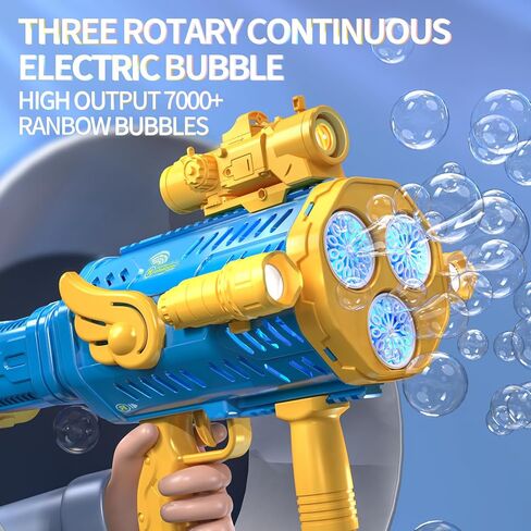 Bubble Gun, Rechargeable Bubble Machine Gun for Kids 3 4 5 6 7 8 9 10 11 12 Year Old, Automatic Rocket Bubble Gun Blaster Shooter with Bubble Solution for Wedding Birthday Party Girl Gifts in Saudi Arabia
