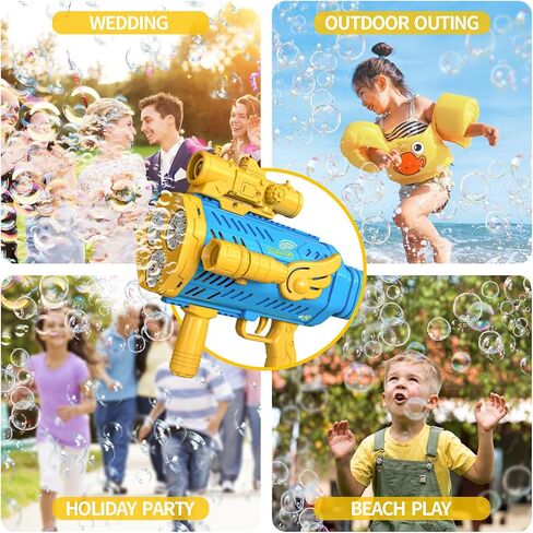 Bubble Gun, Rechargeable Bubble Machine Gun for Kids 3 4 5 6 7 8 9 10 11 12 Year Old, Automatic Rocket Bubble Gun Blaster Shooter with Bubble Solution for Wedding Birthday Party Girl Gifts in Saudi Arabia