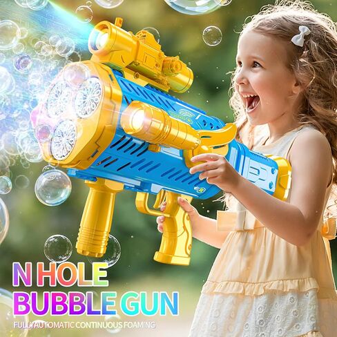 Bubble Gun, Rechargeable Bubble Machine Gun for Kids 3 4 5 6 7 8 9 10 11 12 Year Old, Automatic Rocket Bubble Gun Blaster Shooter with Bubble Solution for Wedding Birthday Party Girl Gifts in Saudi Arabia