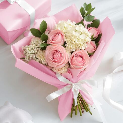 ytdek flower leving ورقة 20 ورقة ورقة التغليف باقة الأزهار البيضاء مع شريط لاستلواح الزفاف إمدادات الزفاف للذكرى عيد ميلاد التخرج in Saudi Arabia