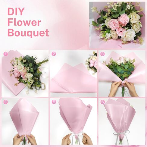 ytdek flower leving ورقة 20 ورقة ورقة التغليف باقة الأزهار البيضاء مع شريط لاستلواح الزفاف إمدادات الزفاف للذكرى عيد ميلاد التخرج in Saudi Arabia