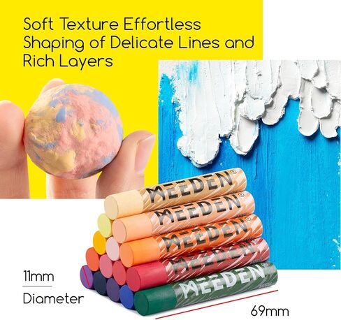 MEEDEN Soft Oil Pastels Set: 72 Vibrant Colors Oil Pastels for Artists Beginners Adults - Smooth Oil Pastels Crayons for Art Supplues, Painting, Drawing, Blending, Layering, Shading in Saudi Arabia