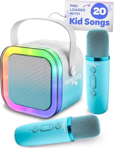 Move2Play, Mini Karaoke Machine for Kids | Includes 20+ Kid Songs | 2 Microphones | Connect with Bluetooth | 2, 3, 4, 5+ Year Old Gift & Birthday Present | Girls, Boys, & Toddler in Saudi Arabia