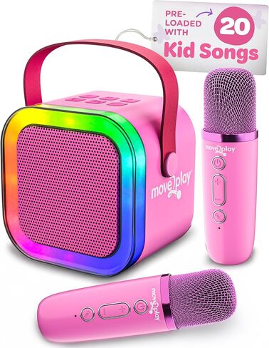 Move2Play, Mini Karaoke Machine for Kids | Includes 20+ Kid Songs | 2 Microphones | Connect with Bluetooth | 2, 3, 4, 5+ Year Old Gift & Birthday Present | Girls, Boys, & Toddler in Saudi Arabia