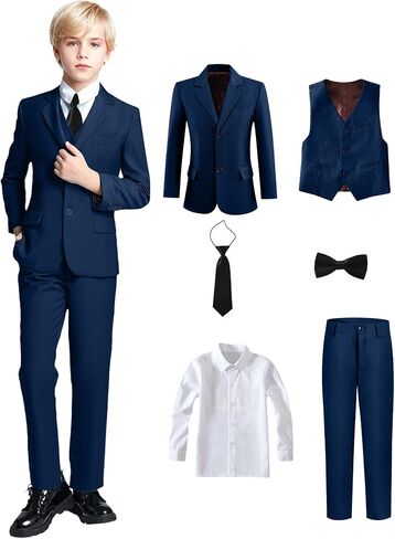 Boy's Tuxedos Toddler Formal Suits Set Kids Blue Black Slim Fit Suit for Weddings in Saudi Arabia