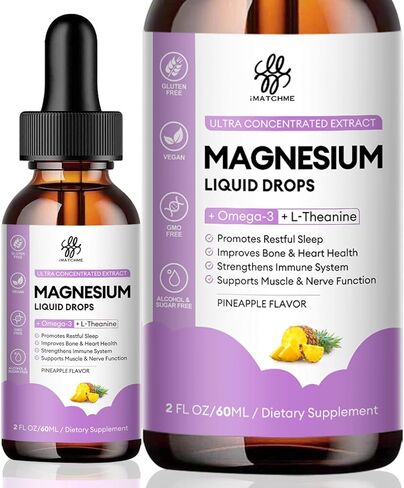 Magnesium Supplement Support Sleep, Calm, Muscle Cramp & Stress Relief, Liquid Magnesium, Gluten Free, Non GMO, Blueberry Flavor, 2 Fl Oz in Kuwait