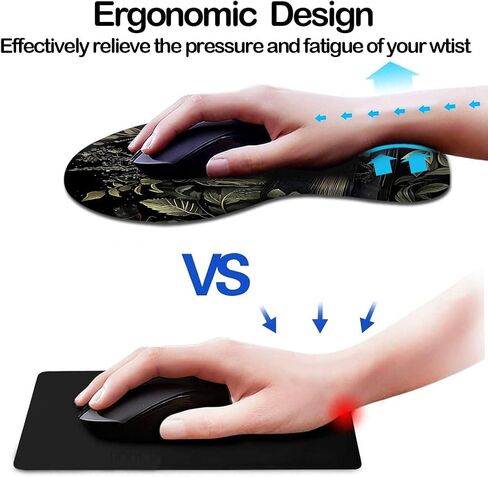 Ergonomic Mouse Pad with Wrist Support,Mouse Pad with Wrist Rest and Coaster Set,Office Supplies Non-Slip Mouse Pads for Desk, Non-Slip Comfortable,Goth in Kuwait