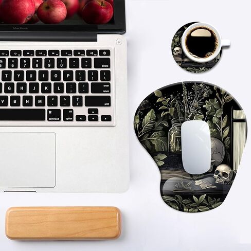 Ergonomic Mouse Pad with Wrist Support,Mouse Pad with Wrist Rest and Coaster Set,Office Supplies Non-Slip Mouse Pads for Desk, Non-Slip Comfortable,Goth in Kuwait