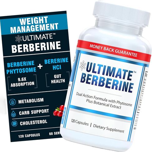 Ultimate Berberine Phytosome Plus Berberine HCL for Healthy Weight Management, Carbohydrate Metabolism, GI, Immunity & Cholesterol Support - 1000mg Maximum Strength Supplement (30 Day Supply) in Kuwait