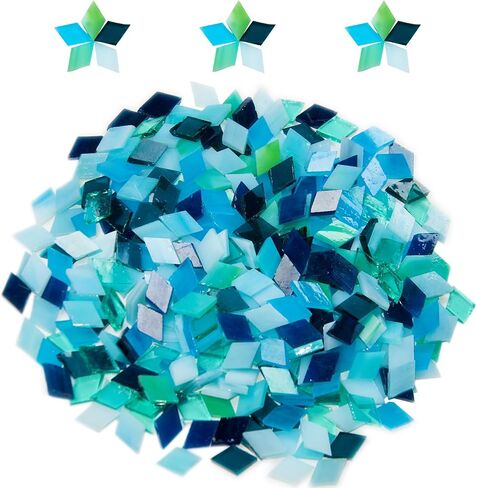 بلاط الفسيفساء الأزرق لحرف الحرف الكثافة ، 200 جرام من الزجاج الزجاجي الزجاج الملون ، 320 pcs rombus شكل من البلاط الفسيفس in Kuwait