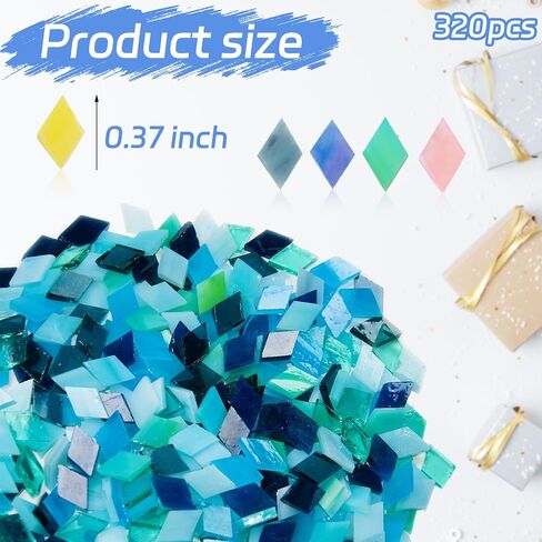 بلاط الفسيفساء الأزرق لحرف الحرف الكثافة ، 200 جرام من الزجاج الزجاجي الزجاج الملون ، 320 pcs rombus شكل من البلاط الفسيفس in Kuwait