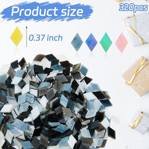بلاط الفسيفساء الأزرق لحرف الحرف الكثافة ، 200 جرام من الزجاج الزجاجي الزجاج الملون ، 320 pcs rombus شكل من البلاط الفسيفس in Kuwait