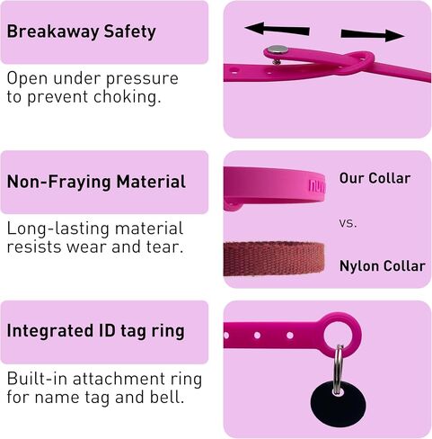 Cat Collar 2 Pack - Soft, Comfortable, and Lightweight Safety Breakaway Collar with Name Tag Ring for Outdoor Cats and Sensitive Skin Kittens by Nuvuq (6 ⅞" to 10 ¼", Red) in Saudi Arabia