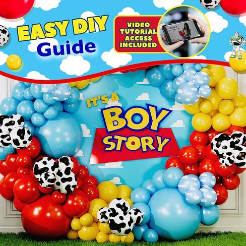100pc, 4 Sizes – Toy Story Balloons Arch Kit for Boy Story Baby Shower Decorations Theme – Toy Story Balloon Garland Kit with Cloud & Cow Toy Story Balloons for First Toy Story Birthday Party Supplies in Kuwait