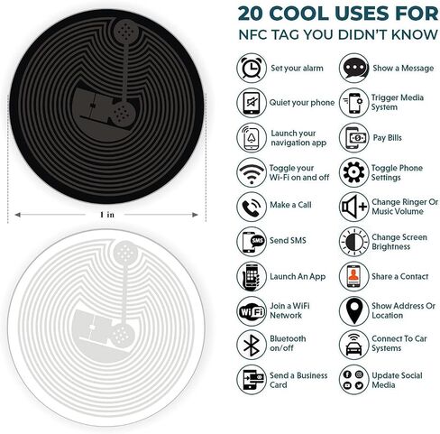 20pcs علامات NFC المضادة للمعدن NTAG215 NFC تعمل على المعدن 25 مم (1 بوصة) على TAG المعدنية NFC 504 البايت الذاكرة ， العمل تماما جميع الهواتف والأجهزة التي تدعم NFC in Kuwait