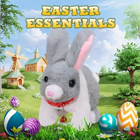 Easter Bunny Stuffed Animal, Ideal Easter Gifts for Kids 3-5, Hopping Bunny Toys for Kids with Sounds, Wiggling Ears, Nose, Jumping, Great Gift for Birthdays, Children's Day, and Christmas in Kuwait