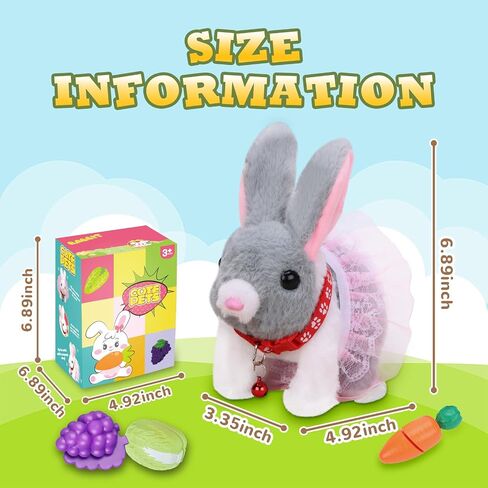 Easter Bunny Stuffed Animal, Ideal Easter Gifts for Kids 3-5, Hopping Bunny Toys for Kids with Sounds, Wiggling Ears, Nose, Jumping, Great Gift for Birthdays, Children's Day, and Christmas in Kuwait