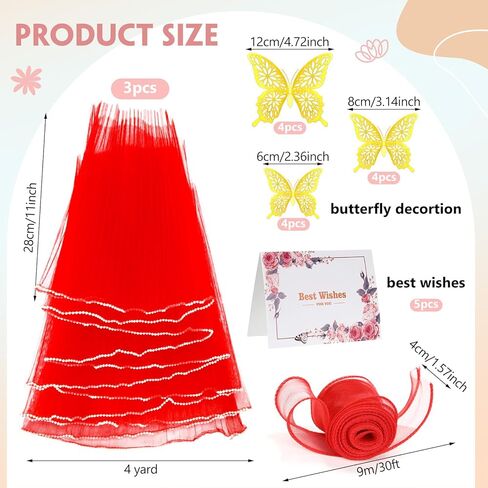 مجموعة ورق غلاف شبكات غلاف زهرة Gilprop ، 3 PCS 11in × 4 YD Wavy Pearl Flower Buouket Packaging Plaging Poster Pistior مع الشريط والفراشة ثلاثية الأبعاد وبطاقة عيد أم عيد الحب (الأسود) in Kuwait