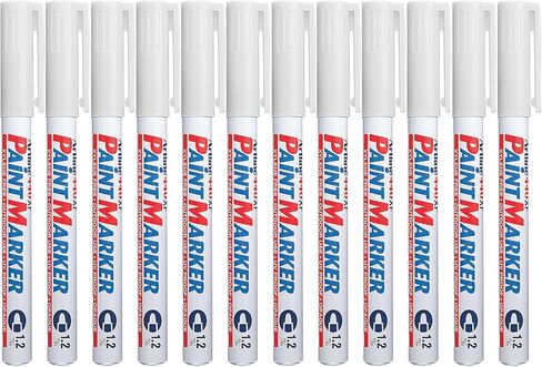 440XF Paint Markers for Wood, Plastic, and Canvas, Waterproof Marker for Indoor/Outdoor Applications, Opaque Coloring Markers with 1.2mm Bullet Tip - Blue, 12 Pack in Kuwait