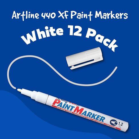 440XF Paint Markers for Wood, Plastic, and Canvas, Waterproof Marker for Indoor/Outdoor Applications, Opaque Coloring Markers with 1.2mm Bullet Tip - Blue, 12 Pack in Kuwait