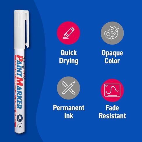 440XF Paint Markers for Wood, Plastic, and Canvas, Waterproof Marker for Indoor/Outdoor Applications, Opaque Coloring Markers with 1.2mm Bullet Tip - Blue, 12 Pack in Kuwait