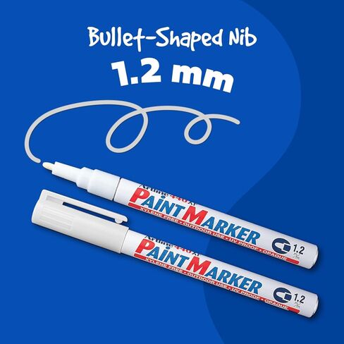 440XF Paint Markers for Wood, Plastic, and Canvas, Waterproof Marker for Indoor/Outdoor Applications, Opaque Coloring Markers with 1.2mm Bullet Tip - Blue, 12 Pack in Kuwait