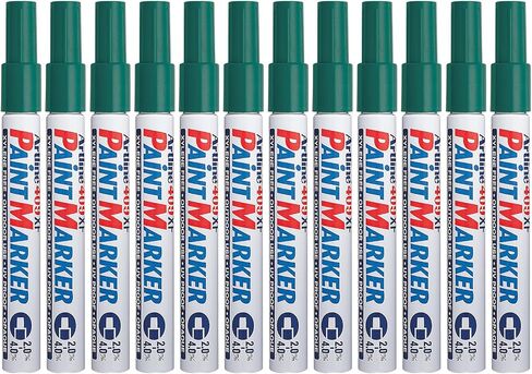 409XF Paint Markers for Wood, Glass, and Plastic, Waterproof Marker for Indoor/Outdoor Applications, Opaque Permanent Markers Chisel Tip 2.0-4.0mm - Green, 12 Pack in Saudi Arabia