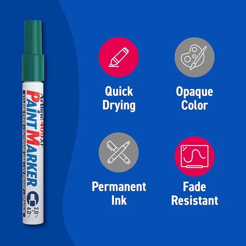 409XF Paint Markers for Wood, Glass, and Plastic, Waterproof Marker for Indoor/Outdoor Applications, Opaque Permanent Markers Chisel Tip 2.0-4.0mm - Green, 12 Pack in Saudi Arabia