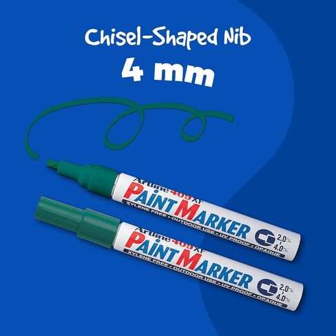 409XF Paint Markers for Wood, Glass, and Plastic, Waterproof Marker for Indoor/Outdoor Applications, Opaque Permanent Markers Chisel Tip 2.0-4.0mm - Green, 12 Pack in Saudi Arabia