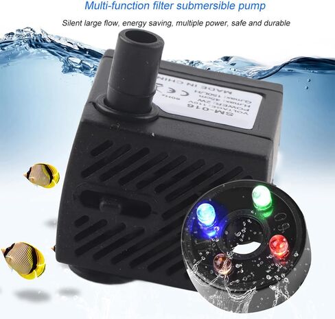 2W Ultra Quiet Submersible With Led Light Fish Pond Aquarium Fountain Plug Water Pumps Fish Aerator Pump (US standard (110V)) in Saudi Arabia