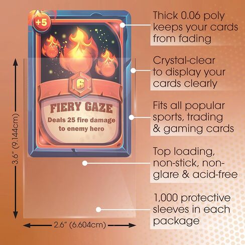 Gold Seal 1000 PCS Soft Trading Card Sleeves ، Top Loading Gockets Clear Pockets لبطاقات 2.5 "× 3.5" ، آمنة الأرشيف ، سماكة مميزة 0.6 مم غير PVC (10 عبوات من 100 أكمام) in Kuwait