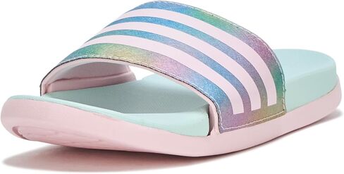adidas Adilette Comfort Slide Sandal, Carbon/Off White/Lucid Pink, 4 US Unisex Little Kid in Saudi Arabia