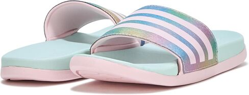 adidas Adilette Comfort Slide Sandal, Carbon/Off White/Lucid Pink, 4 US Unisex Little Kid in Saudi Arabia