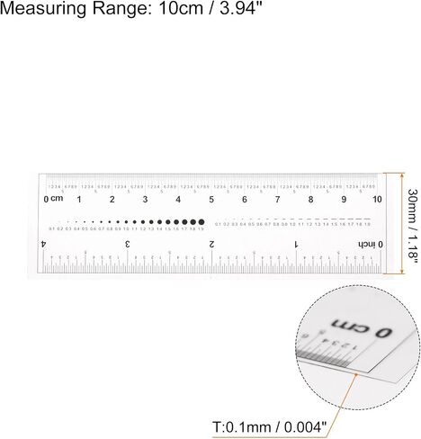 HARFINGTON Film Flexible 4 Inch 0.1mm Scale PET Plastic Folding Straight Ruler Calibration Soft Ruler Measuring Tool for Factory, Transparent in Kuwait
