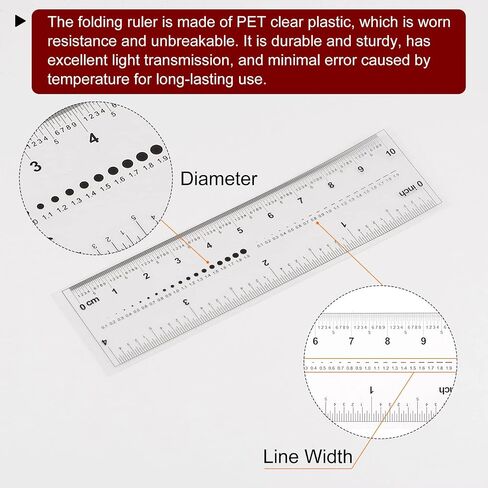 HARFINGTON Film Flexible 4 Inch 0.1mm Scale PET Plastic Folding Straight Ruler Calibration Soft Ruler Measuring Tool for Factory, Transparent in Kuwait