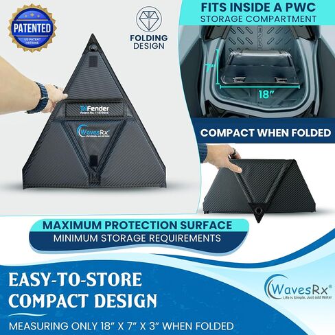 مصد حاجز WavesRx PWC لرسو السفن الآمنة للتزلج على الجليد | تصميم قابل للطي سهل التخزين من TriFender في انتظار الحصول على براءة اختراع | حماية JetSki من الطفح الجلدي والخدوش | حبل بنجي قابل للتعديل مع خطاف ومزلاج أمان in Kuwait