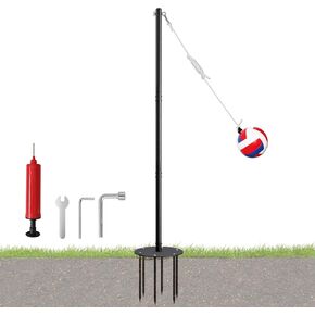 Tetherball Set with Heavy-Duty Pole (Up to 8ft), Soft-Touch Ball & 5-Prong Base - Professional Outdoor Game for Backyard, Lawn, Beach - Includes Ball, Rope