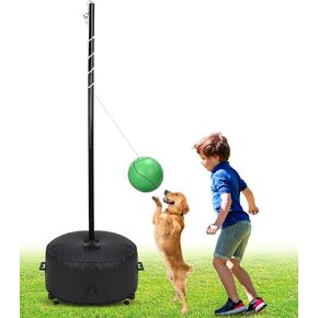 مجموعة Tetherball Gadfish ، طريقتان لاستخدام أعمدة كرة الحبل مع الكرة والحبال ، النشاط العائلي للمرح العائلي قابلة للتعديل مجموعة محمولة للفناء الخلفي الداخلي والخارجي ، العشب ، الشاطئ