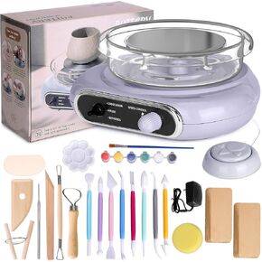 cenoz Mini Pottery Wheel Kit - 4.7" Pottery Wheel for Beginners, with Pottery Tools and Art Supplies, Detachable Turntable, Crafts for Home DIY, Ceramic Work & Art Creation(Purple)