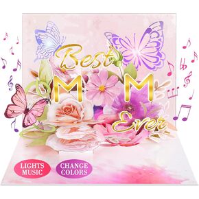 FITMITE Mother's Day Card, Music & Lights Pop up Greeting Card for Mom's Birthday, Gifts for Mom Women Wife