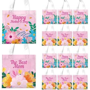 Delaimastor 20pcs عيد الأم يفضل حقائب معالجة الحلوى Goodie الهدية غير المنسوجة أكياس قابلة لإعادة الاستخدام لمستلزمات الحفل