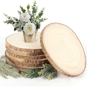 8Pcs Wood Slices 10-12 Inches, Natural Round Wood Slices for Centrepiece, Large Wood Circles Paulownia Tree Circles for Table Centerpieces, Rustic Wedding Decoration and Christmas DIY Crafts in Kuwait