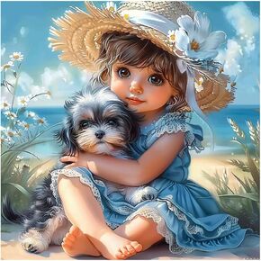 Sjutouci Dog Diamond Art Painting Kits للبالغين ، مجموعات فن الماس للمبتدئين ، 5D DIY Cloy Drill Gem Craft for Home Decor Gift 12x12inch/30x30cm