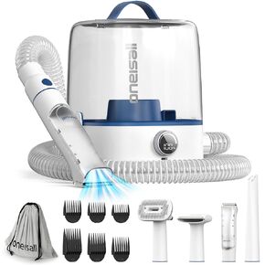 oneisall Cordless Dog Grooming Vacuum Kit, Dog Grooming Kit with 5100mAh & 11-in-1 Pet Tools, 3L Dust Cup, Low Noise for Shedding & Grooming and Suitable for Home/Car Cleaning,Comfy L1