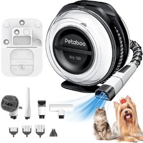 Cordless Dog Grooming Vacuum ، مجموعة أليف أليف مع كليبرز طاحونة الأظافر 5 أدوات الاستمالة للحيوانات الأليفة ، كوب الغبار 2.2 لتر ، ضوضاء منخفضة ، فراغ الكلب للتخلص من الاستمالة للمنزل والسيارات