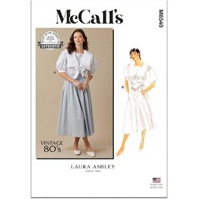McCall's M8540U5 Misses 'Fintage Pulover Top و Complete Comming Skirt Seleing Pattern by Laura Ashley ، رمز التصميم M8540 ، الأحجام 16-18-20-22-24